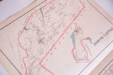 Detail of antique map: Valhalla Lake, 'Town of North Castle,' and faded pink border.