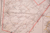 Detail of antique New York map showing Mount Kisco and New Castle areas with red borders.
