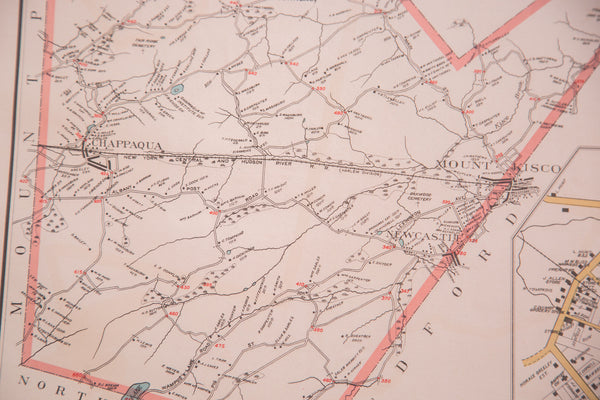 Simple antique framable map of the towns of North Castle and New Castle NY 