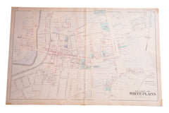 Antique map of the village of White Plains New York located in Weschester County just south of NYC