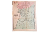Hand-colored antique map, pink and green, of Beekmantown, Tarrytown, Irving, circa 1860s.