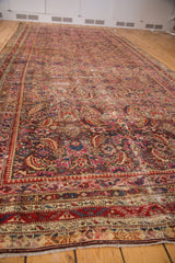 Antique Karabagh runner, intricate Herati field and border in plum, madder root red, ink blue.