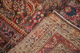 Herati pattern on wool pile, revealing the robust hand-knotted foundation of the antique Karabagh rug.