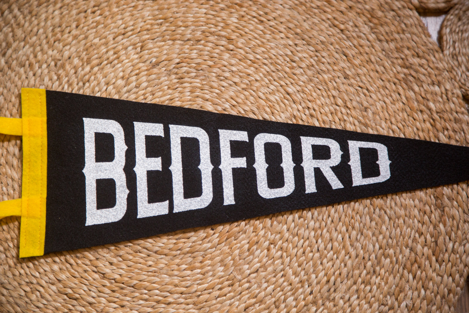 Bedford NY Felt Pennant Black and White // ONH Item 3392 Image 1