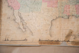 Antique Rand McNally map detail with Gulf of Mexico, significant tears, and vintage discoloration.