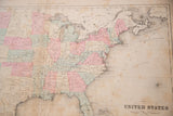 Southeastern US and Atlantic on antique Rand McNally map, muted pastels, 'UNITED STATES' title.