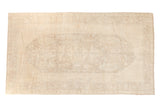 Vintage Turkish Oushak carpet, oversized oblong medallion, tone-on-tone snow white and platinum field, 5'10
