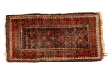 Antique Belouch runner, allover geometric floral lattice, dark aubergine and deep red, 1'11