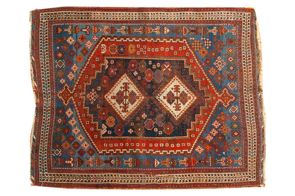 3.5x4.5 Antique Afshar Square Rug // ONH Item 3416