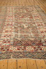 Late 19th century Caucasian rug border, showcasing intricate serrated designs and worn fringe.