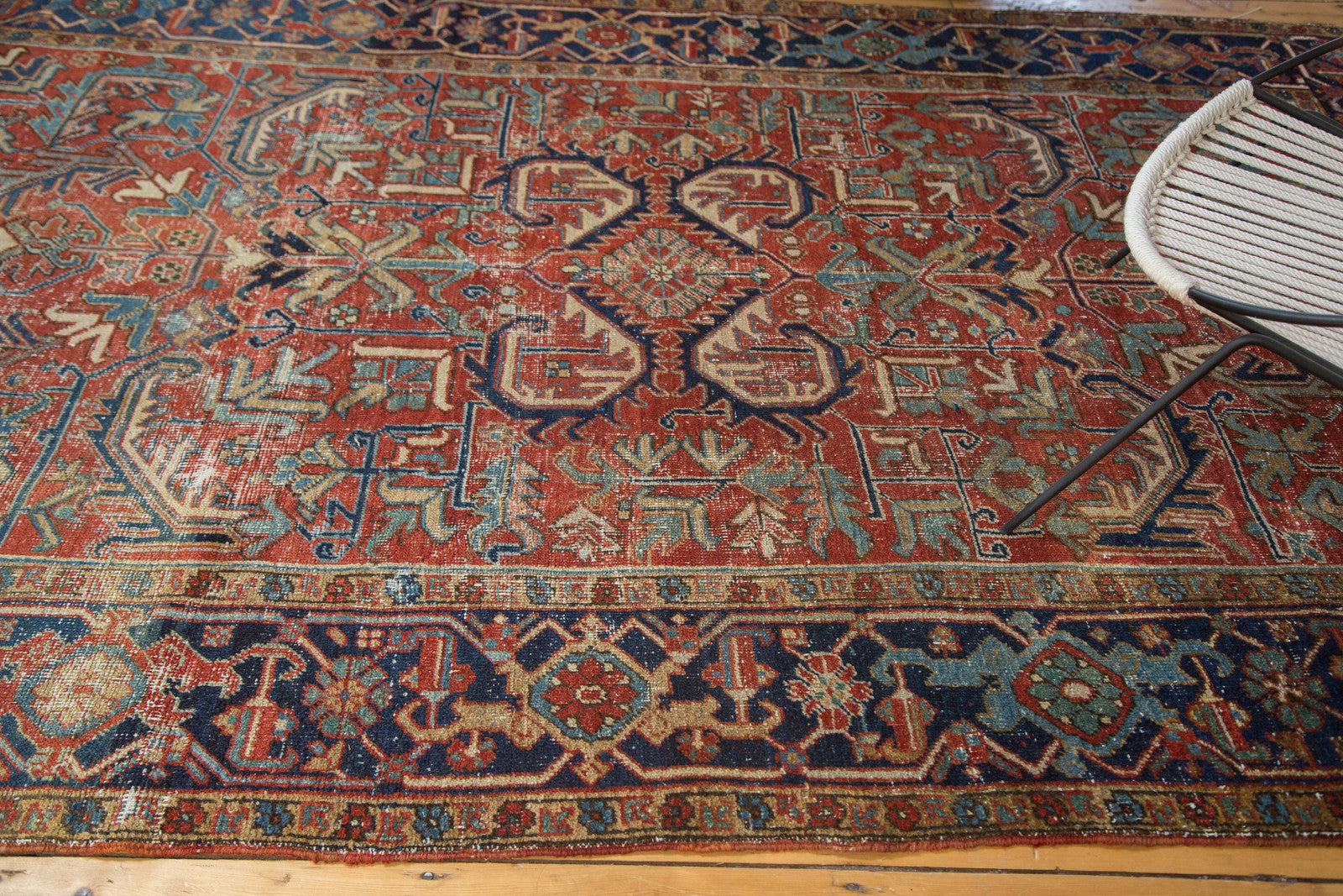 Distressed Vintage Heriz Carpet
