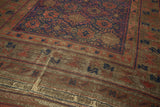 Antique Belouch carpet border, navy and madder red geometric motifs, worn kilim end.