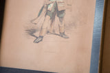Detail of antique hand colored lithograph, soldier's green and tan uniform, 