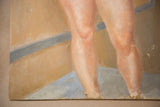 Subdued peachy-pink lower legs and feet from a vintage oil painting on board.