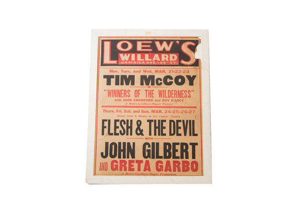 Rare Vintage Loew's Greta Garbo Movie Poster // ONH Item 3455