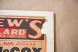 Torn top right corner of vintage Loew's movie poster with red and black text.