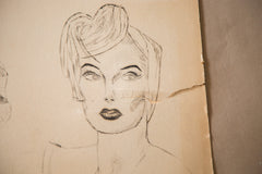 Vintage 1930's Glamour Charcoal Drawing // ONH Item 3456 Image 2