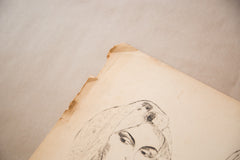 Vintage 1930's Glamour Charcoal Drawing // ONH Item 3456 Image 4