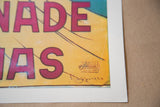 Vintage French poster print with partial red text, artist signature, and gallery stamp.
