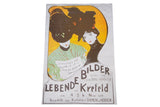 Lebende Bilder poster print, 1899, featuring two women in yellow, green, and brown.