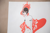 Alastair's Art Deco nude lithograph detail: woman's head and upper body with black lines and coral forms.
