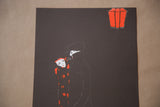 Art Deco lithograph showing a mysterious couple illuminated by a strong red lantern.