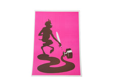 Ink Spill Devil Lithograph Art // ONH Item 3464