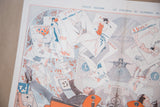 Art Deco French magazine artwork of a man holding a '1924 Octobre' calendar page.