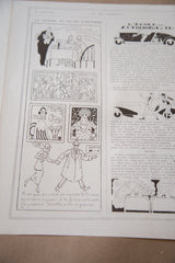 Vintage French Art Deco magazine page showing multiple black and white illustrations.