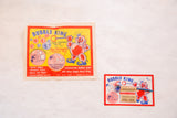 Circa 1950s Bubble King yellow leaflet, pink packet, and blue wand.