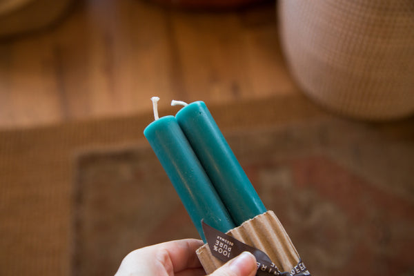 Made in NY Beeswax Candle Tapers Turquoise // ONH Item 3508 Image 1