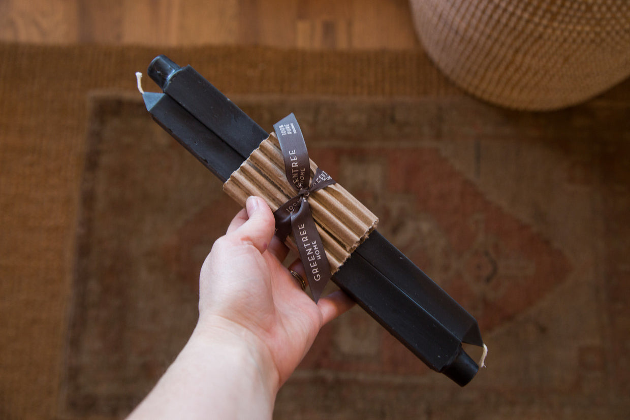Made in NY Beeswax Candle Square Tapers Black // ONH Item 3509