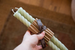 Made in NY Beeswax Candle Rope Tapers Celadon // ONH Item 3513