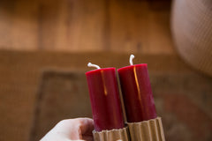 Made in NY Beeswax Candle Column Tapers Bittersweet Red // ONH Item 3514 Image 1