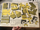 Vintage 1970s Peter Markey Noah's Ark art kit with yellow and black animal cutouts.