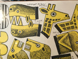 Vintage 1970s Peter Markey Noah's Ark art kit, yellow and black animal designs.