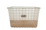 Mid Century Vintage Wire Basket with industrial grid design and numbered metal tag.