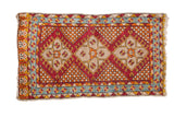 Vintage Yastic rug with triple medallions, checkered field, cherry red, ivory, teal aqua. 1'9