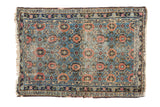 Antique Fine Lilihan rug, hand knotted, with sky blue veramin floral lattice, madder red, ivory.