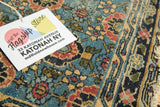 Antique Lilihan rug detail showing veramin floral pattern, soft pile, and frayed fringe.
