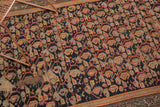 Vintage Persian Hamadan rug with allover boteh pattern, navy ground, and visible foundation.