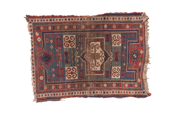 3'9" x 5'1" Antique Farchlou Kazak Rug / Item 3586 image 1