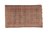 Distressed antique hand-knotted Persian Malayer rug, allover Herati design, blush, charcoal, navy.
