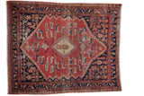 Distressed early 20th century Persian Malayer rug with cinnabar red and dark Herati pattern.