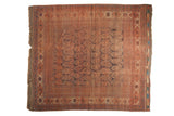 Rare antique Afshar tribal carpet with distressed madder red field and oversized paisley boteh design, 7'2