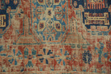 Hand-woven texture of the antique Soumac rug, showcasing visible foundation and muted tones.