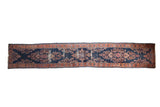 Antique Persian Lilihan runner, navy indigo ground, terra cotta floral motifs, patina, 2'8