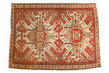 Hand-knotted vintage Kazak carpet, bold rust and ivory geometric design, circa 1930s, 5'8