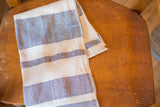 Handwoven Loomination Dish Towel with navy blue and cream feedsack stripes, 18x26.