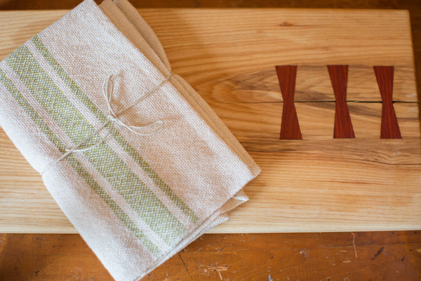 Handwoven in USA Loomination Napkin Set Lime and Cream // ONH Item 3660